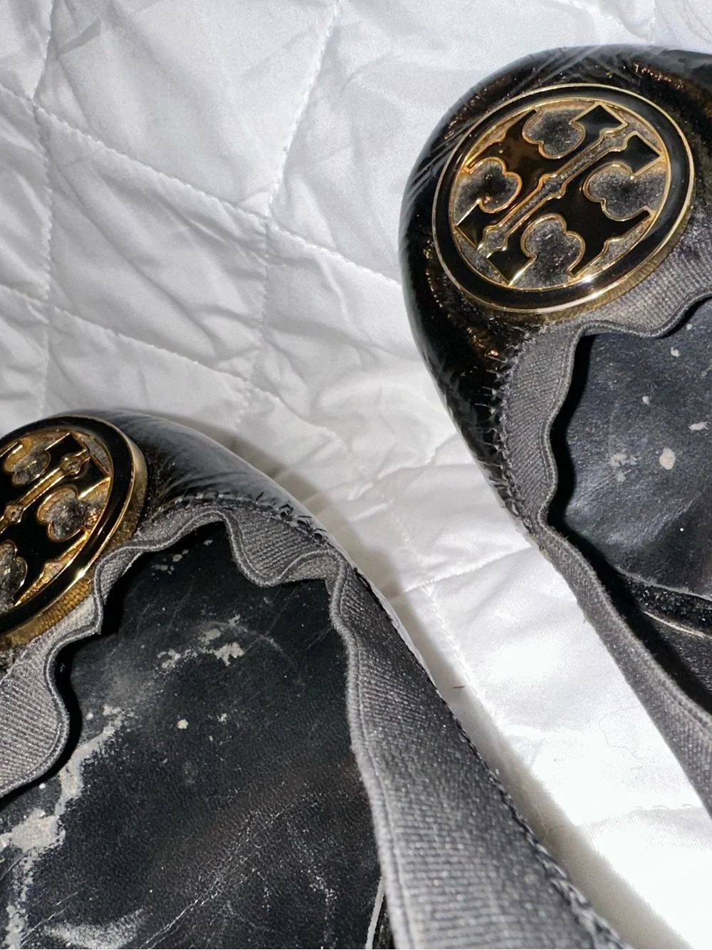 Tory Burch Black Gold Logo Heels sz 9